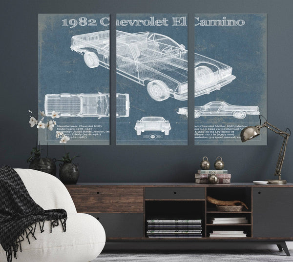 Cutler West 1982 Chevrolet El Camino Vintage Blueprint Auto Print