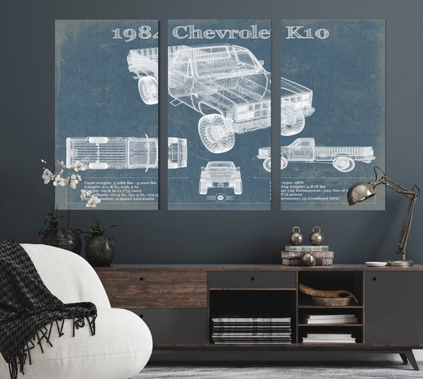 Cutler West 1984 Chevrolet K10 Pickup Vintage Blueprint Auto Print