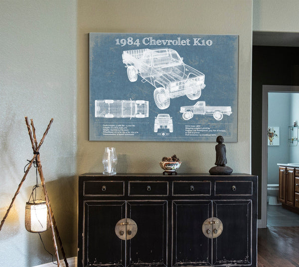 Cutler West 1984 Chevrolet K10 Pickup Vintage Blueprint Auto Print