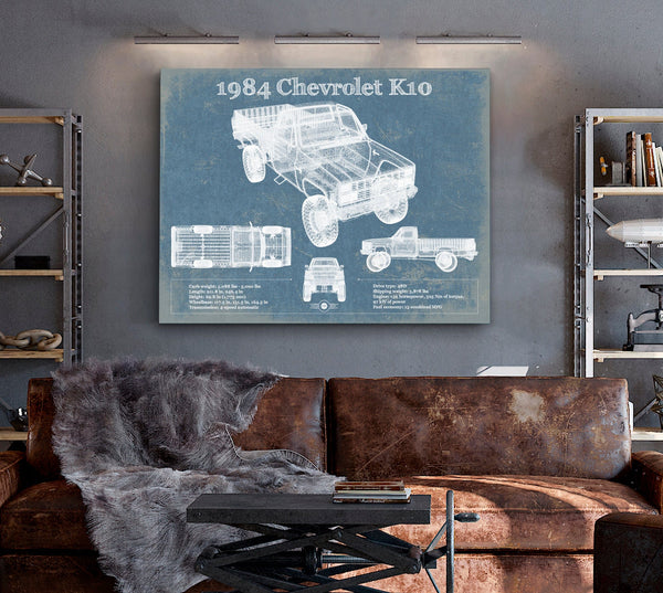 Cutler West 1984 Chevrolet K10 Pickup Vintage Blueprint Auto Print
