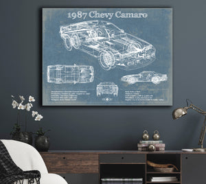 Cutler West 1987 Chevrolet Camaro Vintage Blueprint Auto Print
