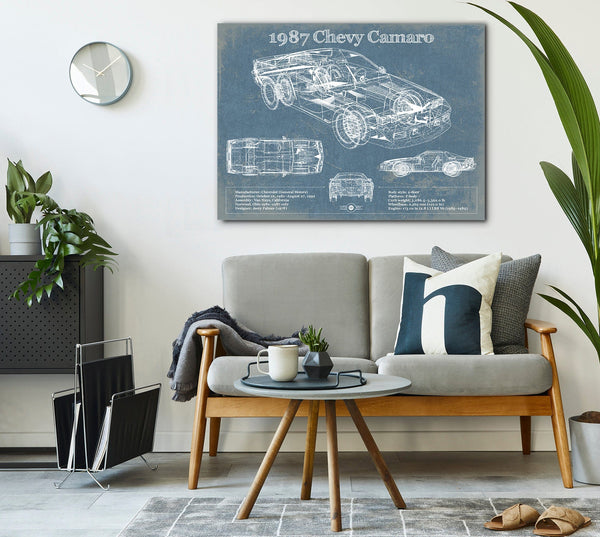 Cutler West 1987 Chevrolet Camaro Vintage Blueprint Auto Print