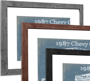 36" x 24" / Greyson Frame & Mat Cutler West 1987 Chevrolet Camaro Vintage Blueprint Auto Print