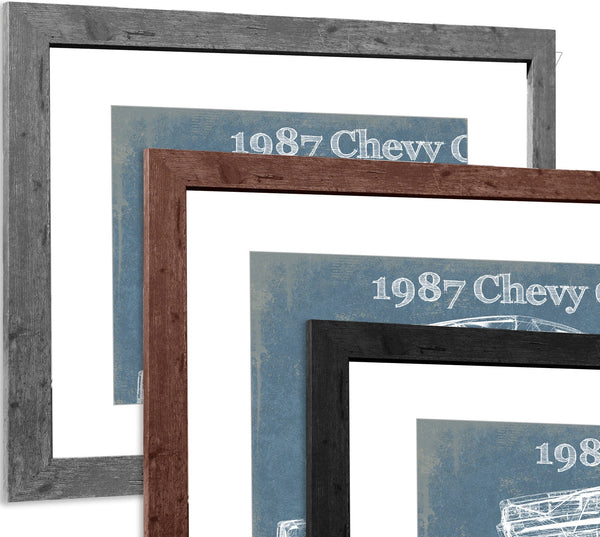 36" x 24" / Greyson Frame & Mat Cutler West 1987 Chevrolet Camaro Vintage Blueprint Auto Print