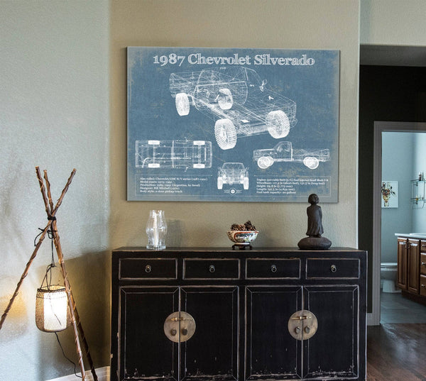 Cutler West 1987 Chevrolet Silverado Blueprint Vintage Auto Print