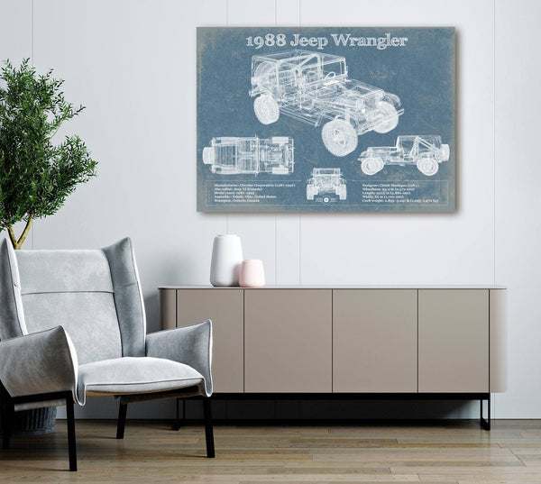 Cutler West 1988 Jeep Wrangler Vintage Blueprint Auto Print
