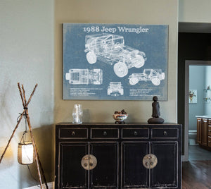 Cutler West 1988 Jeep Wrangler Vintage Blueprint Auto Print