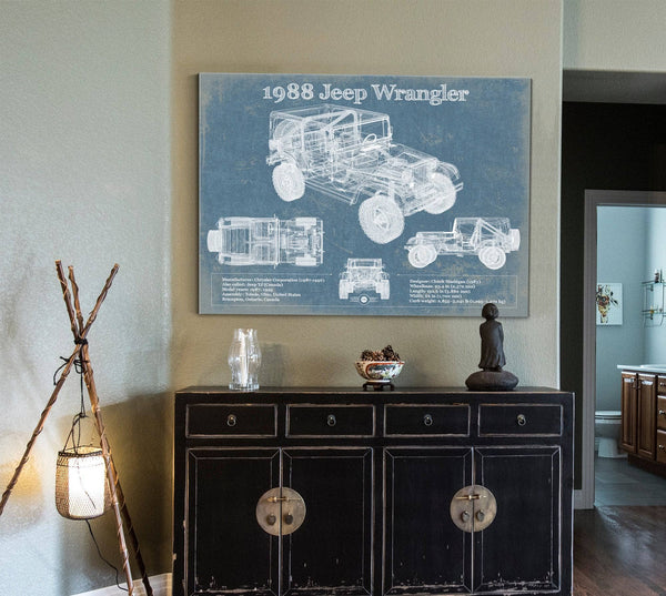 Cutler West 1988 Jeep Wrangler Vintage Blueprint Auto Print