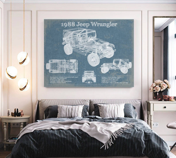 Cutler West 1988 Jeep Wrangler Vintage Blueprint Auto Print