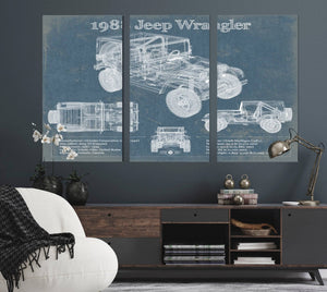 Cutler West 1988 Jeep Wrangler Vintage Blueprint Auto Print