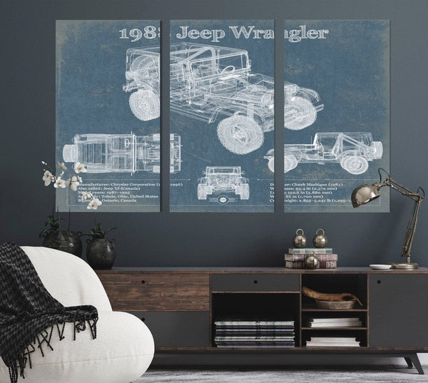 Cutler West 1988 Jeep Wrangler Vintage Blueprint Auto Print