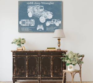 Cutler West 1988 Jeep Wrangler Vintage Blueprint Auto Print