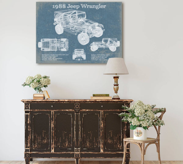Cutler West 1988 Jeep Wrangler Vintage Blueprint Auto Print