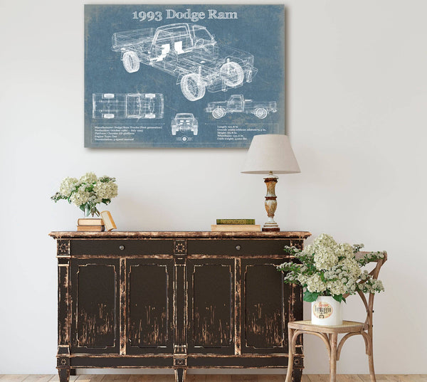 Cutler West 1993 Dodge RAM 150 Vintage Blueprint Auto Print