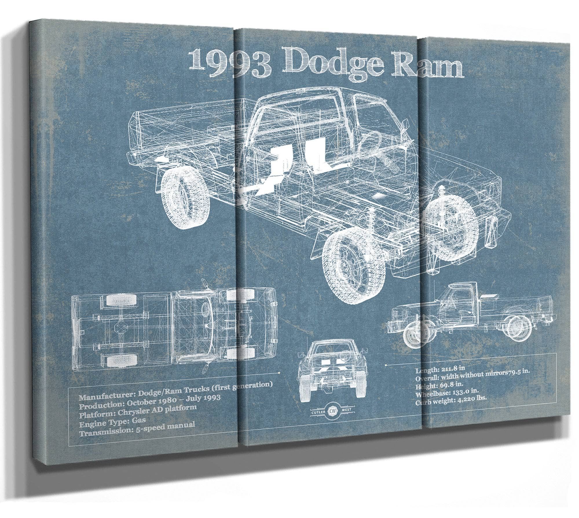 1993 Dodge RAM 150 Vintage Art by Cutler West