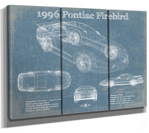 36" x 24" / 3 Panel Canvas Wrap Cutler West 1996 Pontiac Firebird Trans Am Vintage Auto Print
