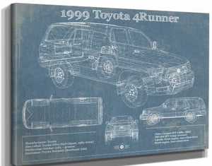 14" x 11" / Stretched Canvas Wrap Cutler West 1999 Toyota 4runner Vintage Blueprint Auto Print