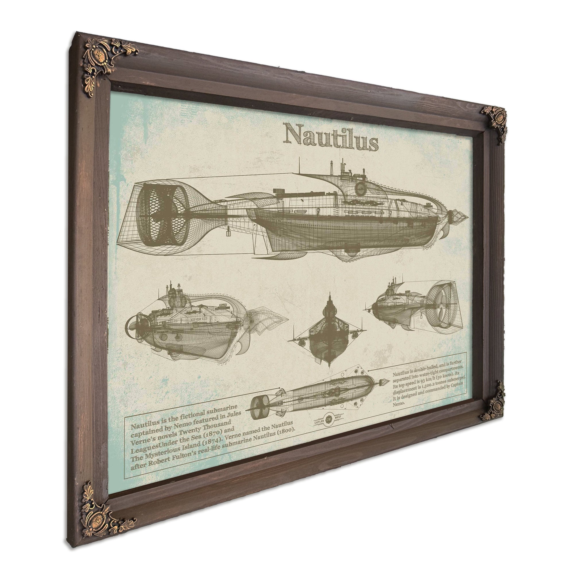 20,000 Leagues Under the Sea Nautilus Submarine Jules Vernon Wall Art