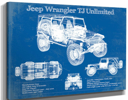 14" x 11" / Stretched Canvas Wrap Cutler West 2004-2006 Jeep TJ Wrangler Unlimited