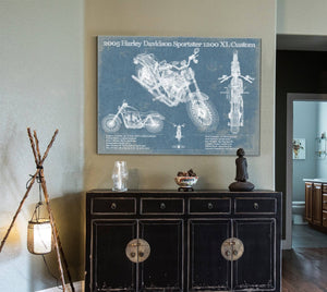 Cutler West 2005 Harley Davidson Sportster 1200 XL Custom Blueprint Motorcycle Patent Print