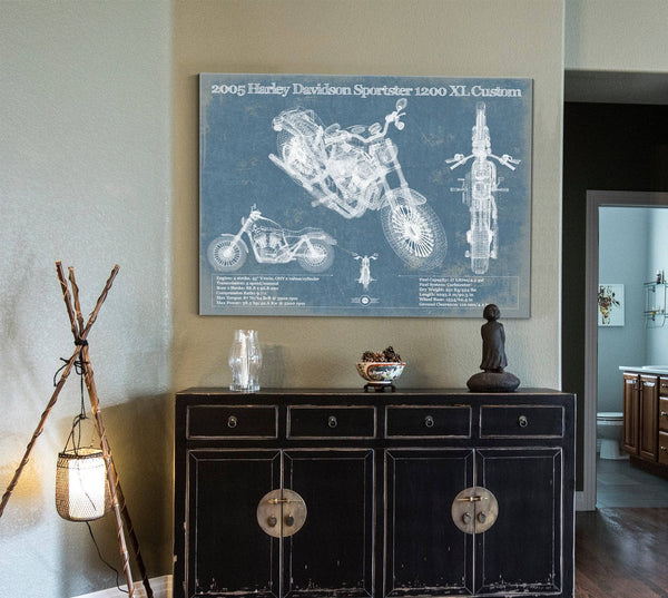 Cutler West 2005 Harley Davidson Sportster 1200 XL Custom Blueprint Motorcycle Patent Print