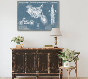 Cutler West 2005 Harley Davidson Sportster 1200 XL Custom Blueprint Motorcycle Patent Print