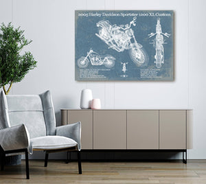 Cutler West 2005 Harley Davidson Sportster 1200 XL Custom Blueprint Motorcycle Patent Print