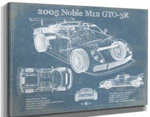 14" x 11" / Stretched Canvas Wrap Cutler West 2005 Noble M12 GTO-3R Vintage Blueprint Auto Print