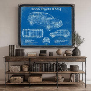 2006 Toyota Rav4 Blueprint Art Print canvas print size guide 24x18 36x24 48x36 inches