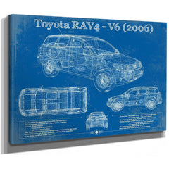 2006 Toyota RAV4 Blueprint Art Print as a stretched canvas wrap with gallery wrapped edges