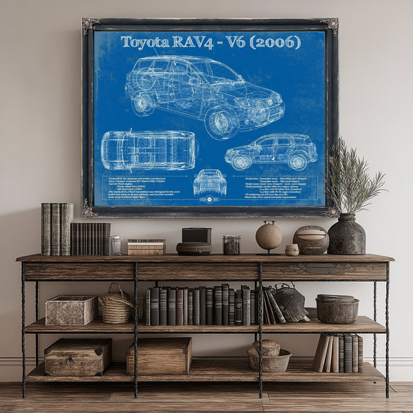 2006 Toyota RAV4 Blueprint Art Print canvas print size guide 24x18 36x24 48x36 inches