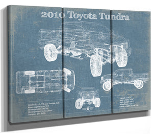 36" x 24" / 3 Panel Canvas Wrap Cutler West 2010 Toyota Tundra Vintage Blueprint Auto Print