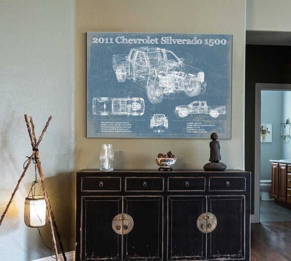 Cutler West 2011 Chevrolet Silverado 1500 Vintage Blueprint Auto Print