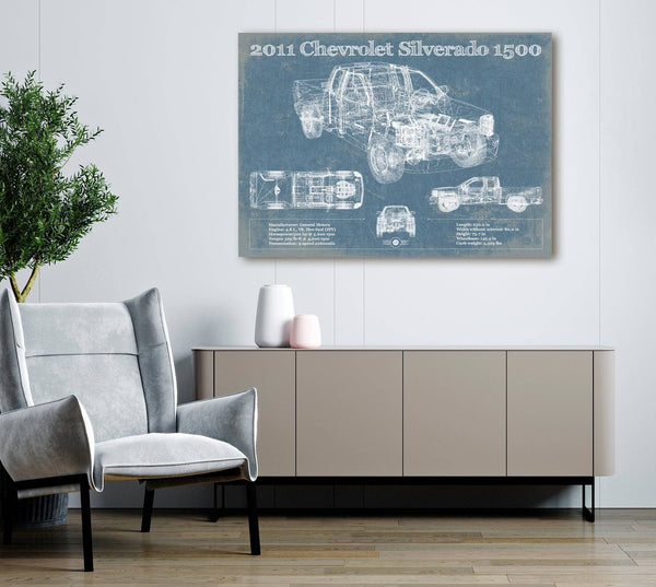 Cutler West 2011 Chevrolet Silverado 1500 Vintage Blueprint Auto Print