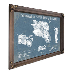 2011 Yamaha SR125 Print in a Bourbon stained wood frame with antique gold corners