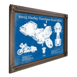 2015 Harley Davidson Road Glide Print in a Bourbon stained wood frame with antique gold corners