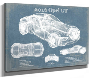 14" x 11" / Stretched Canvas Wrap Cutler West 2016 Opel GT Concept Original Vintage Car Print