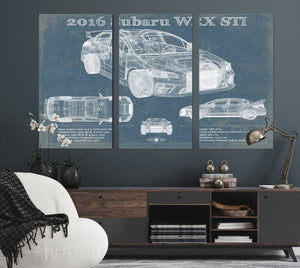 Cutler West 2016 Subaru WRX STI Blueprint Vintage Auto Print