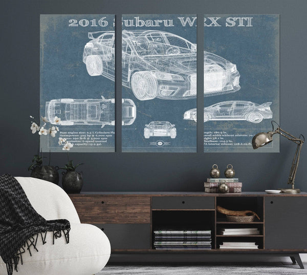 Cutler West 2016 Subaru WRX STI Blueprint Vintage Auto Print