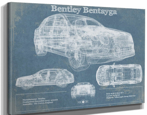 14" x 11" / Stretched Canvas Wrap Cutler West 2017 Bentley Bentayga Vintage Car Print