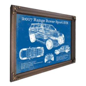 2017 Land Rover Range Rover Sport SVR Art Print in a Bourbon stained wood frame with antique gold corners