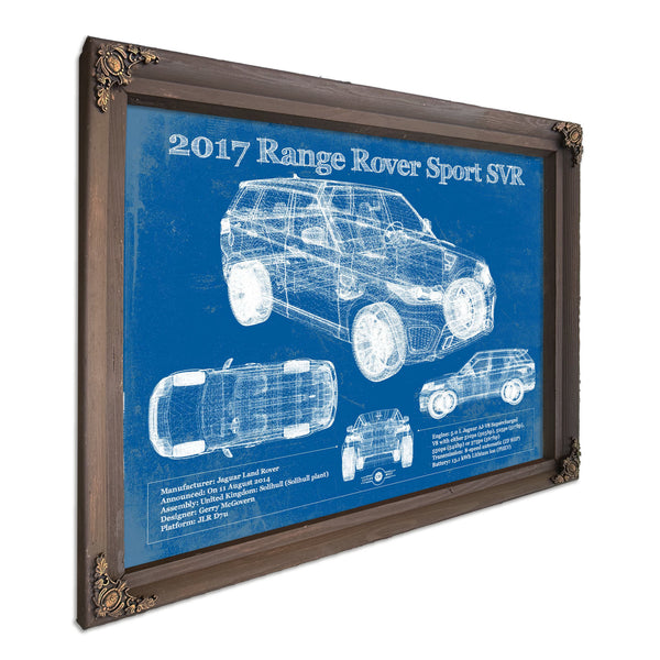 2017 Land Rover Range Rover Sport SVR Art Print in a Bourbon stained wood frame with antique gold corners