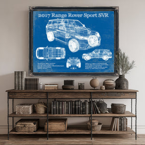 2017 Land Rover Range Rover Sport SVR Art Print canvas print size guide 24x18 36x24 48x36 inches