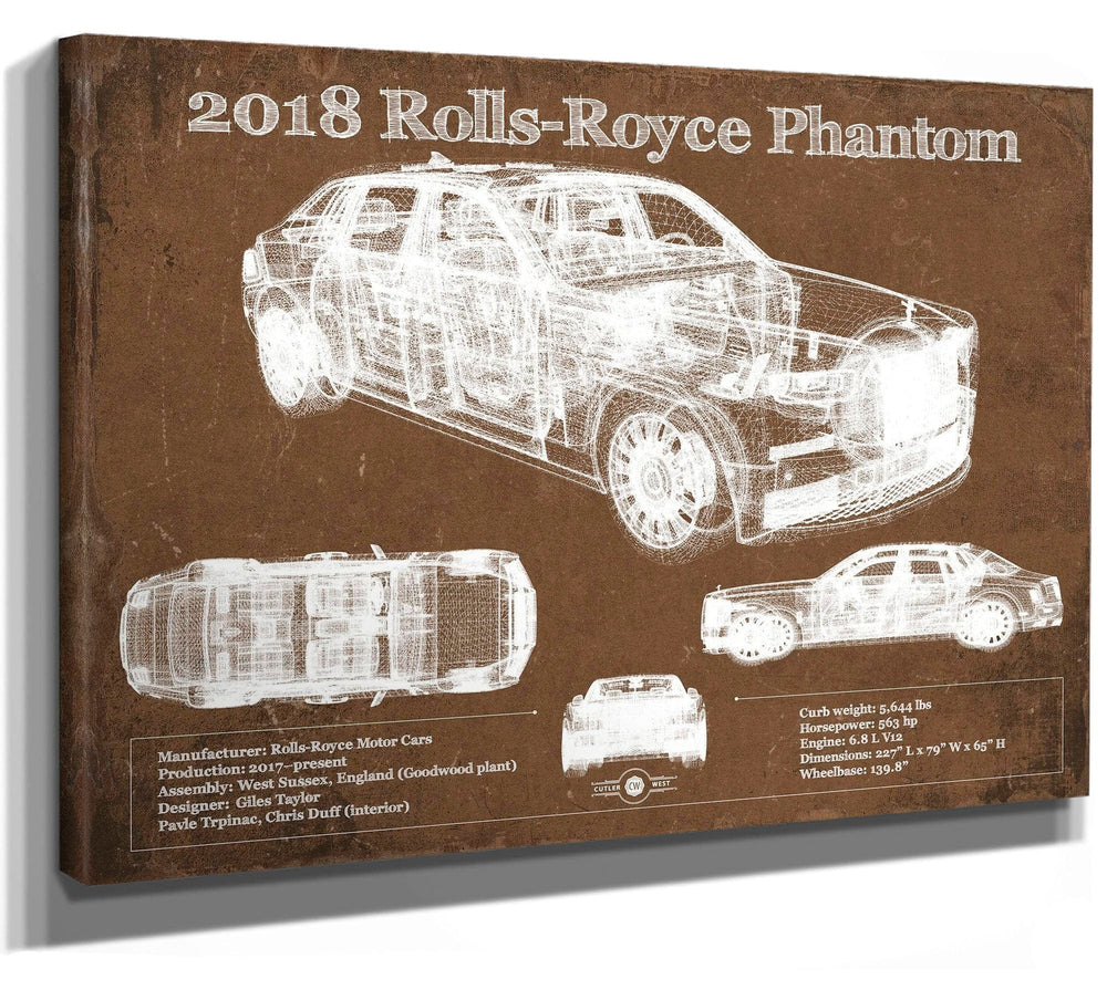 14" x 11" / Stretched Canvas Wrap Cutler West 2018 Skoda Superb Vintage Blueprint Auto Print