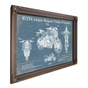 2020 KTM 1290 Super Duke R Print in a Bourbon stained wood frame with antique gold corners