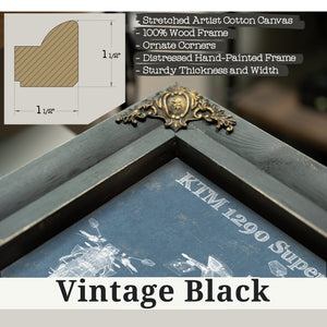 Vintage Black frame corner detail, 1.5 inch ornate wood moulding, 2020 KTM 1290 Super Duke R Print