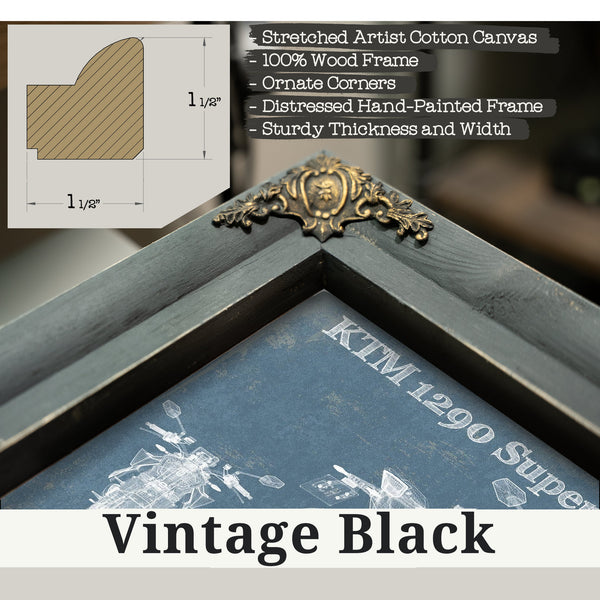 Vintage Black frame corner detail, 1.5 inch ornate wood moulding, 2020 KTM 1290 Super Duke R Print