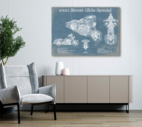 Cutler West 2021 Street Glide Special Blueprint Motorcycle Patent Print