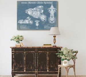 Cutler West 2021 Street Glide Special Blueprint Motorcycle Patent Print