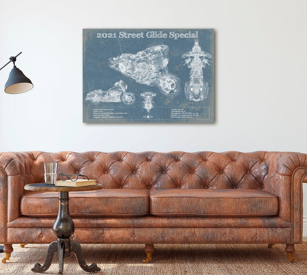 Cutler West 2021 Street Glide Special Blueprint Motorcycle Patent Print